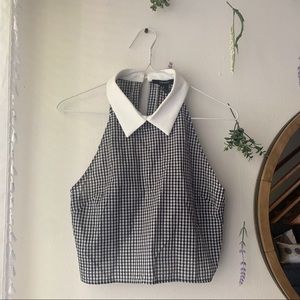 Forever 21 Checkered Crop top with collar